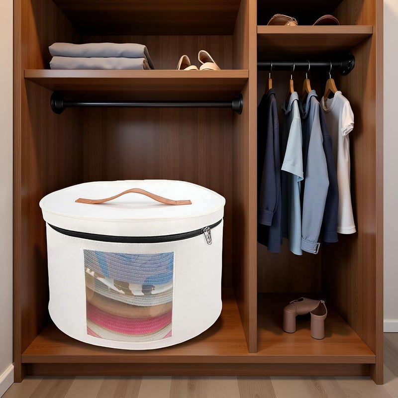 Memfish Hat Box-Hats Boxes for Women Storage Travel Large Round Hat Carrier Case Organizer (White) - Image 3